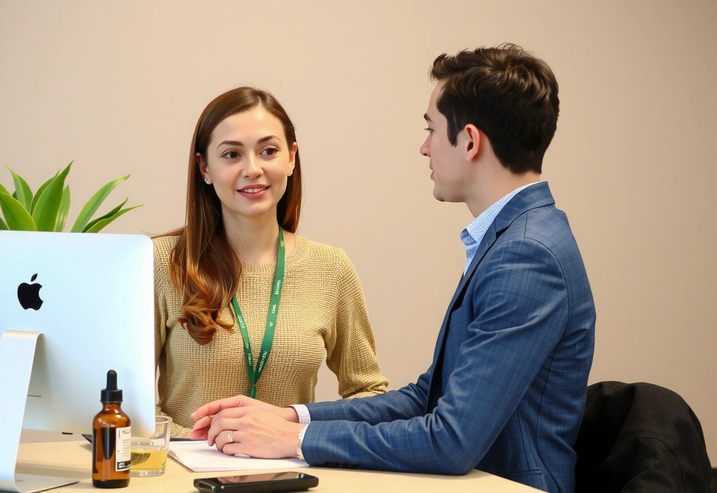 Illustration of a customer support representative helping a client