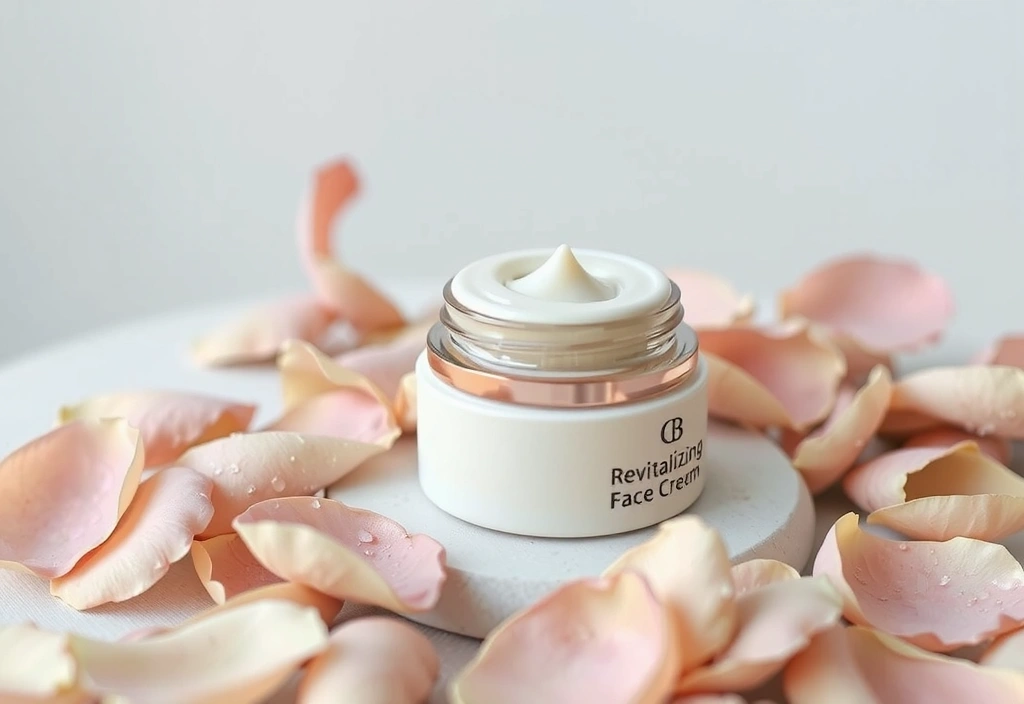 Revitalizing Face Cream jar with dewy petals