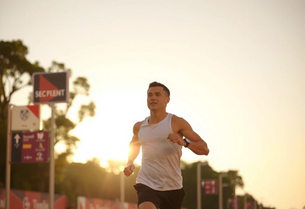 Dynamic man running, symbolizing energy
